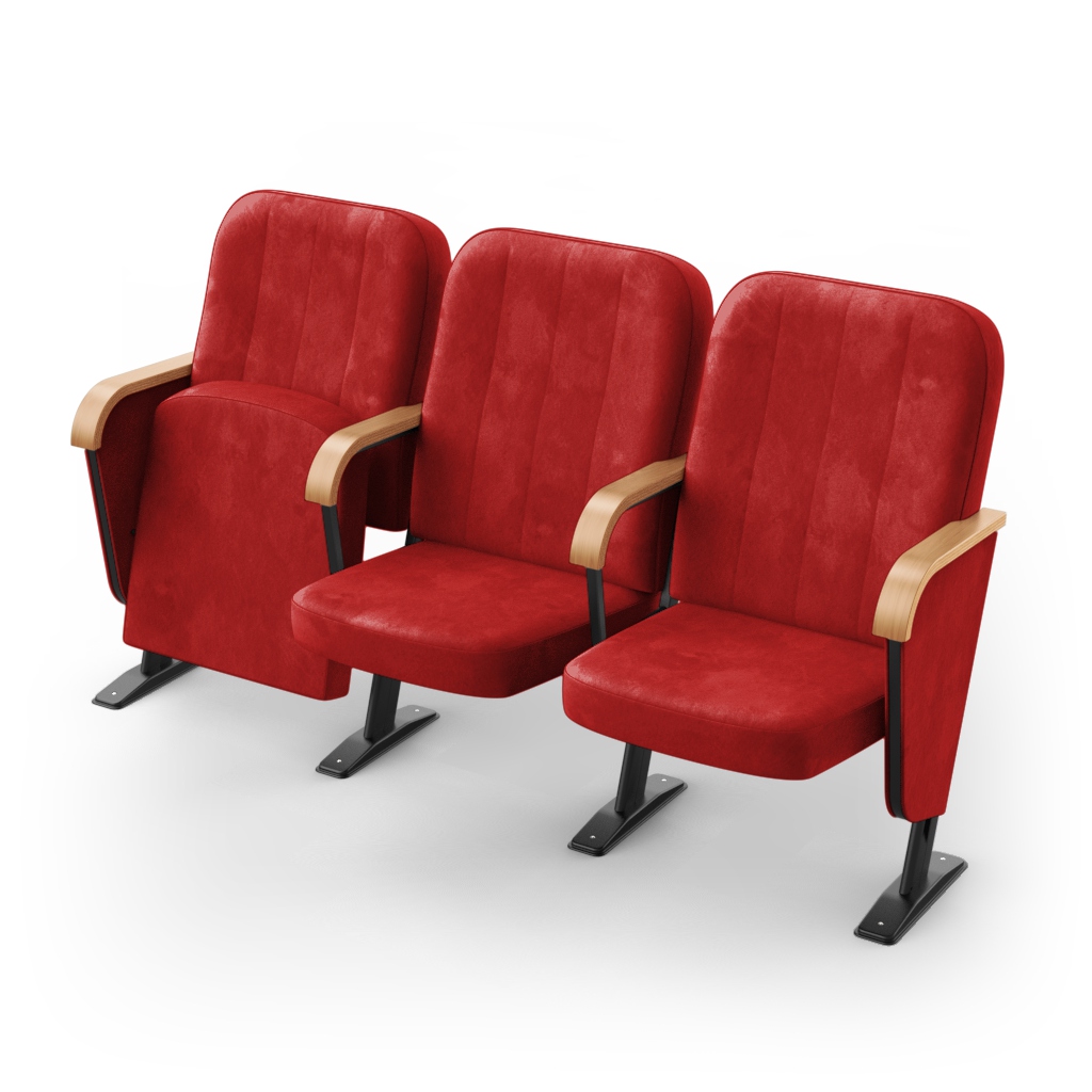 Крісло секційне ПРЕМ'ЄРА СОНАТА з фанерним підлокітником та фальшпанелями, 3 секції